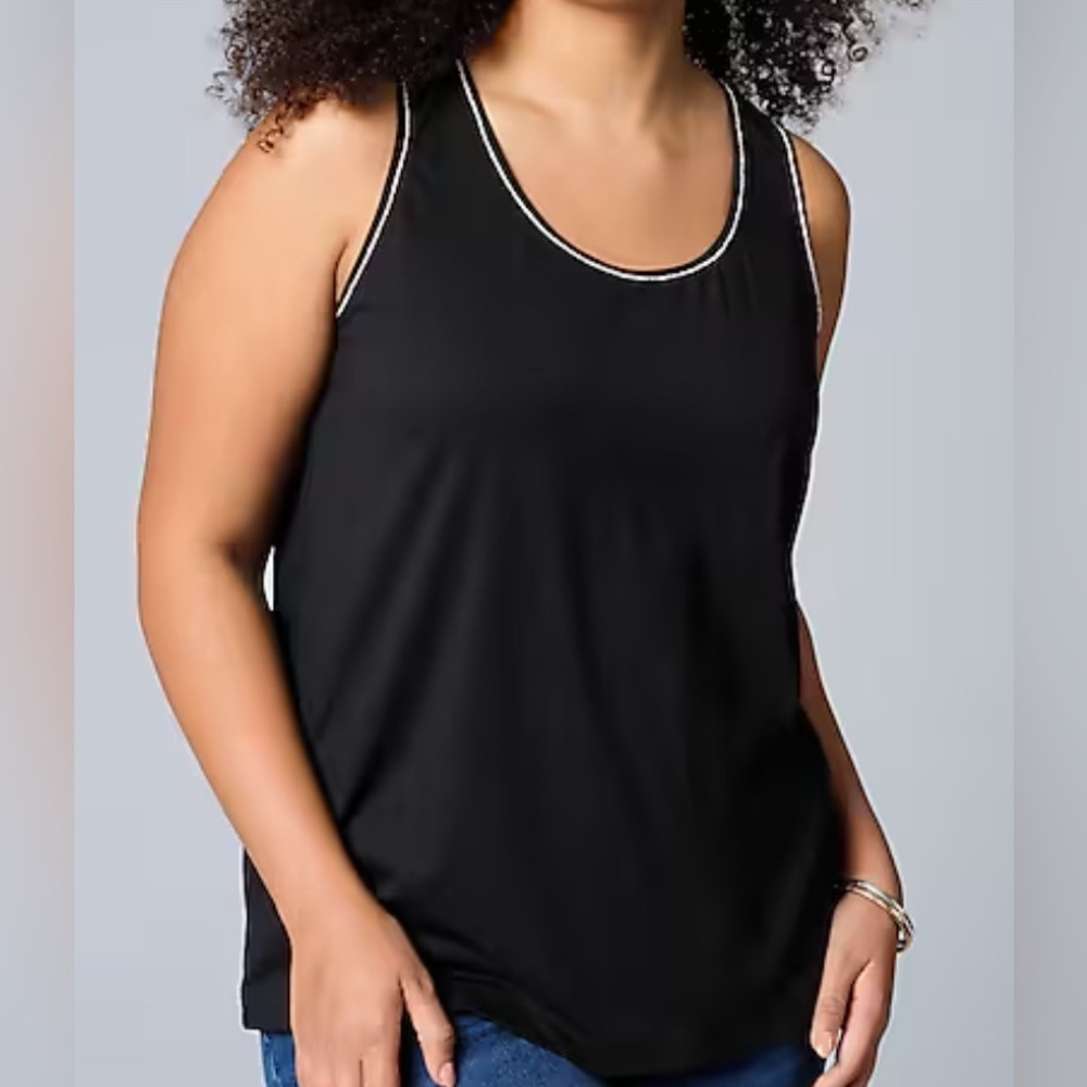 J. JILL BLACK SLEEVELESS BEADED TRIM TANK TOP WOMENS SMALL